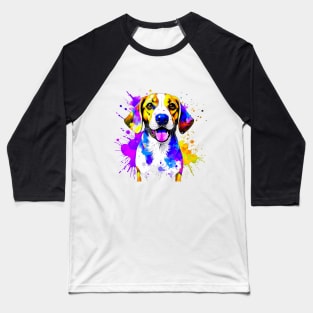 Colorful Beagle Splatter Art - A Tail-Wagging Delight Baseball T-Shirt